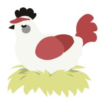 Yi Xi, a white and red chicken
