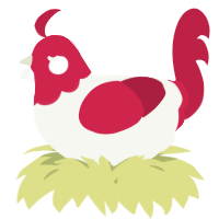 A white and crimson chicken with a head pattern