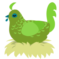 A chartreuse and grass chicken with a half-lace pattern
