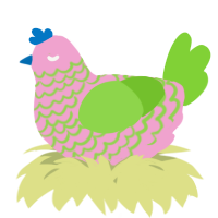A pink and grass chicken with a lace pattern