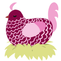 A maroon and pink chicken with a lace pattern