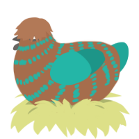 70s Tartan, a brown and turquoise chicken with a bar pattern