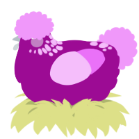 A plum and lavender chicken with a neck-speckle pattern