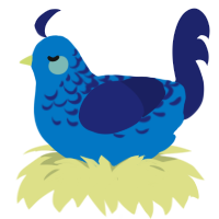 A sapphire and navy chicken with a half-lace pattern