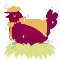 A maroon chicken with a lace pattern