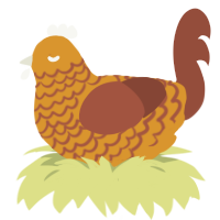 CHUICKEN NUGGET, a orange and russet chicken with a lace pattern