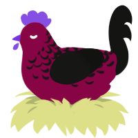 Plum Jam, a maroon and black chicken with a half-lace pattern