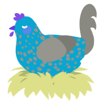 A cerulean and ash chicken with a speckle pattern