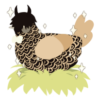 A black and beige chicken with a double-lace pattern