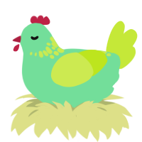 A spring and lime chicken with a neck-speckle pattern