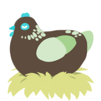 glowdirt, a bark and gluppy chicken with a neck-speckle pattern