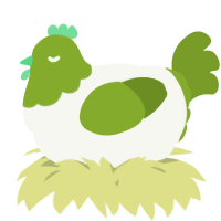 A white and chartreuse chicken with a head pattern