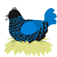 Mysterious Cavern, a sable and sapphire chicken with a lace pattern