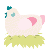 Briar, a cream and rose chicken with a lace pattern