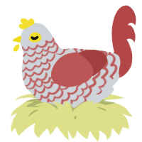 A mist and red chicken with a lace pattern