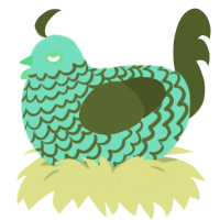 A mint and olive chicken with a lace pattern