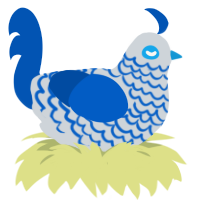wip, a mist and ultramarine chicken with a lace pattern
