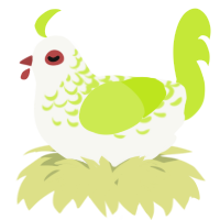 A white and lime chicken with a half-lace pattern