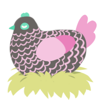 Pint, a grey and pink chicken with a lace pattern