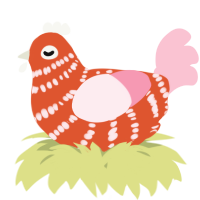 A vermilion and rose chicken with a bar pattern