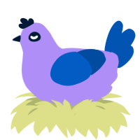 Yuyu, a lilac and ultramarine chicken