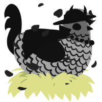 A silver and black chicken with a lace pattern
