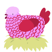 A lavender and crimson chicken with a lace pattern
