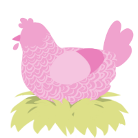 A pink chicken with a double-lace pattern