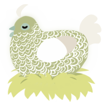 holograms, a lime and cream chicken with a double-lace pattern