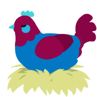 A sapphire and maroon chicken with a head pattern