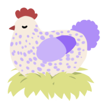 A cream and lilac chicken with a speckle pattern