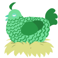 A spring and viridian chicken with a lace pattern