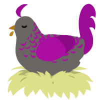 A grey and plum chicken with a half-lace pattern
