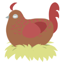 A brown and red chicken with a half-lace pattern