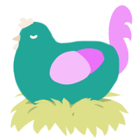 A turquoise and lavender chicken