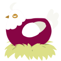 A maroon and white chicken with a head pattern