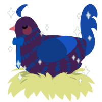 A gluppy and honey chicken with a bar pattern