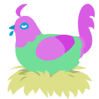 vaporwave, a spring and orchid chicken with a head pattern
