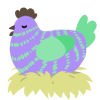 A lilac and spring chicken with a bar pattern