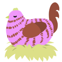 A lavender and russet chicken with a bar pattern