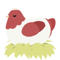 A white and red chicken with a head pattern
