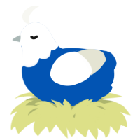 A ultramarine and white chicken with a head pattern
