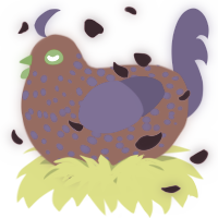 A russet and overcast chicken with a speckle pattern