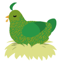 Cluck Ness Monster, a chartreuse and viridian chicken with a double-lace pattern
