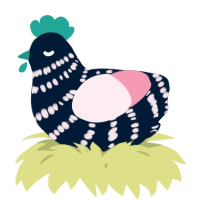 A tumblr and rose chicken with a bar pattern