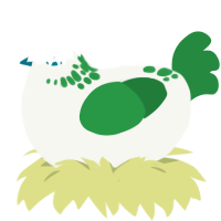Flexidisc, a white and viridian chicken with a neck-speckle pattern