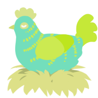 A mint and lime chicken with a half-bar pattern