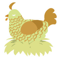 A lemon and gold chicken with a lace pattern