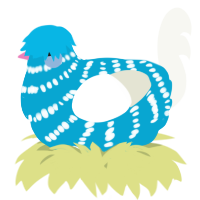 A cerulean and white chicken with a bar pattern
