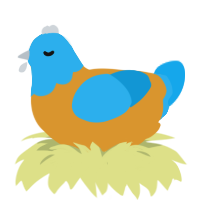 A orange and sky chicken with a head pattern